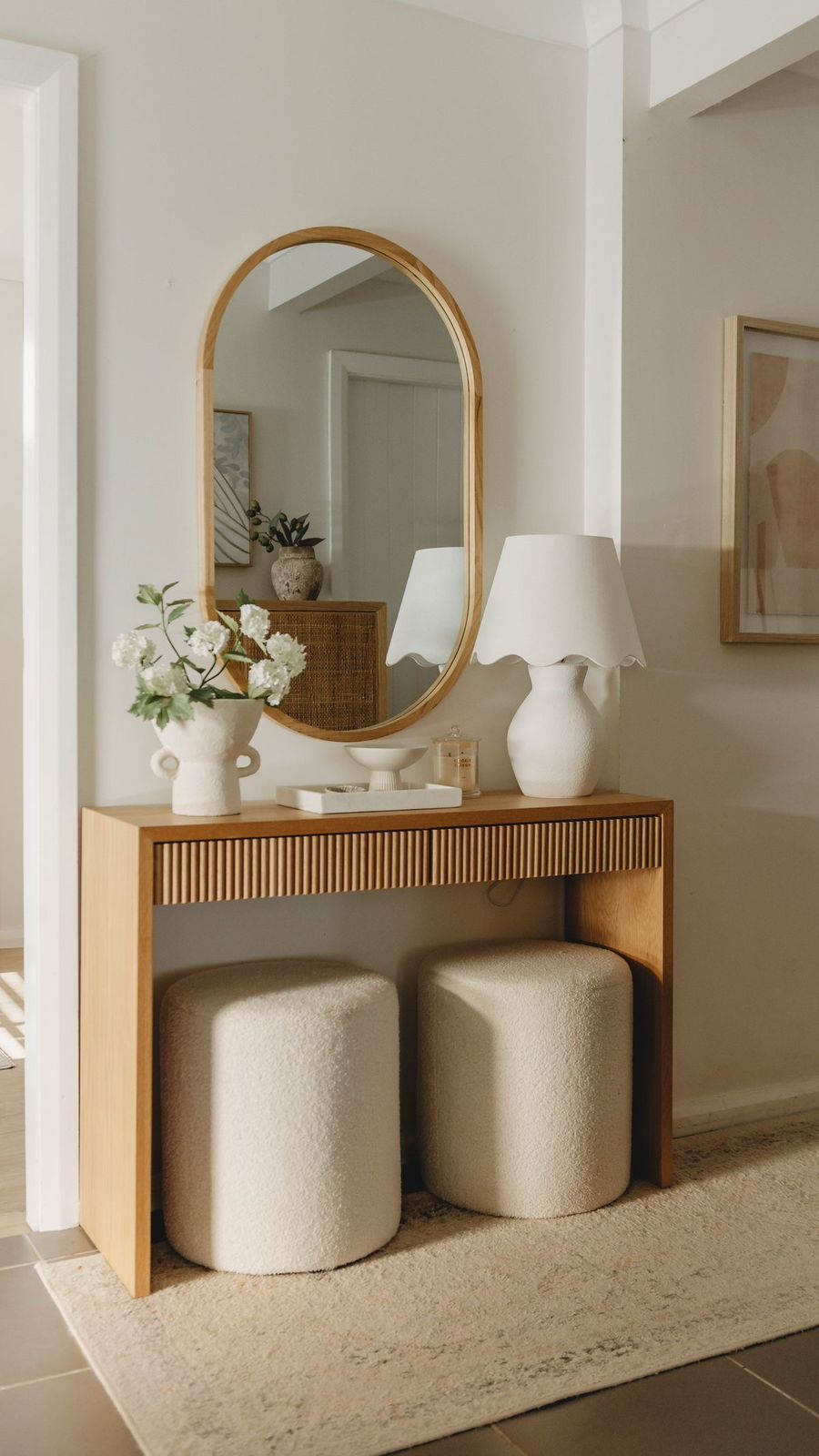 Console Table with Ottomans